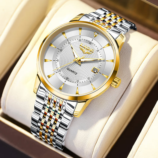 LIGE Quartz Watch Stainless Steel Strap Automatic Date Student Watch