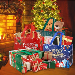 6pcs Reusable Christmas Gift Bags with Handles Non Woven Fabric