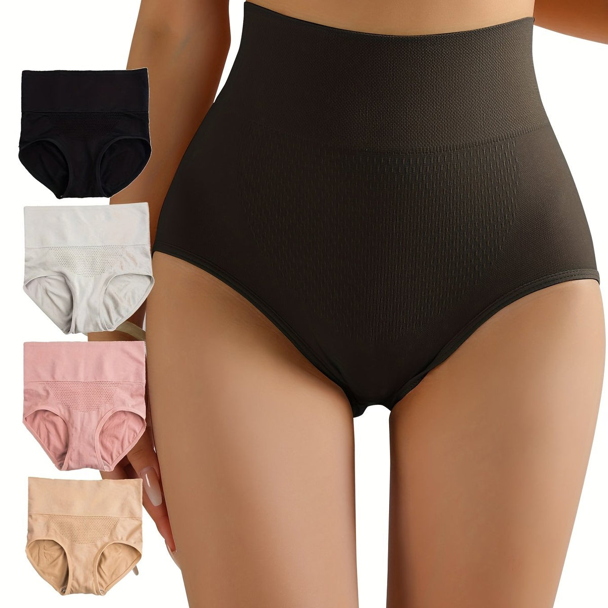 4pcs Seamless High Waist Briefs Comfy & Breathable Panties