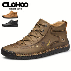 Men's High Top Stitched Boots Casual Walking Shoes