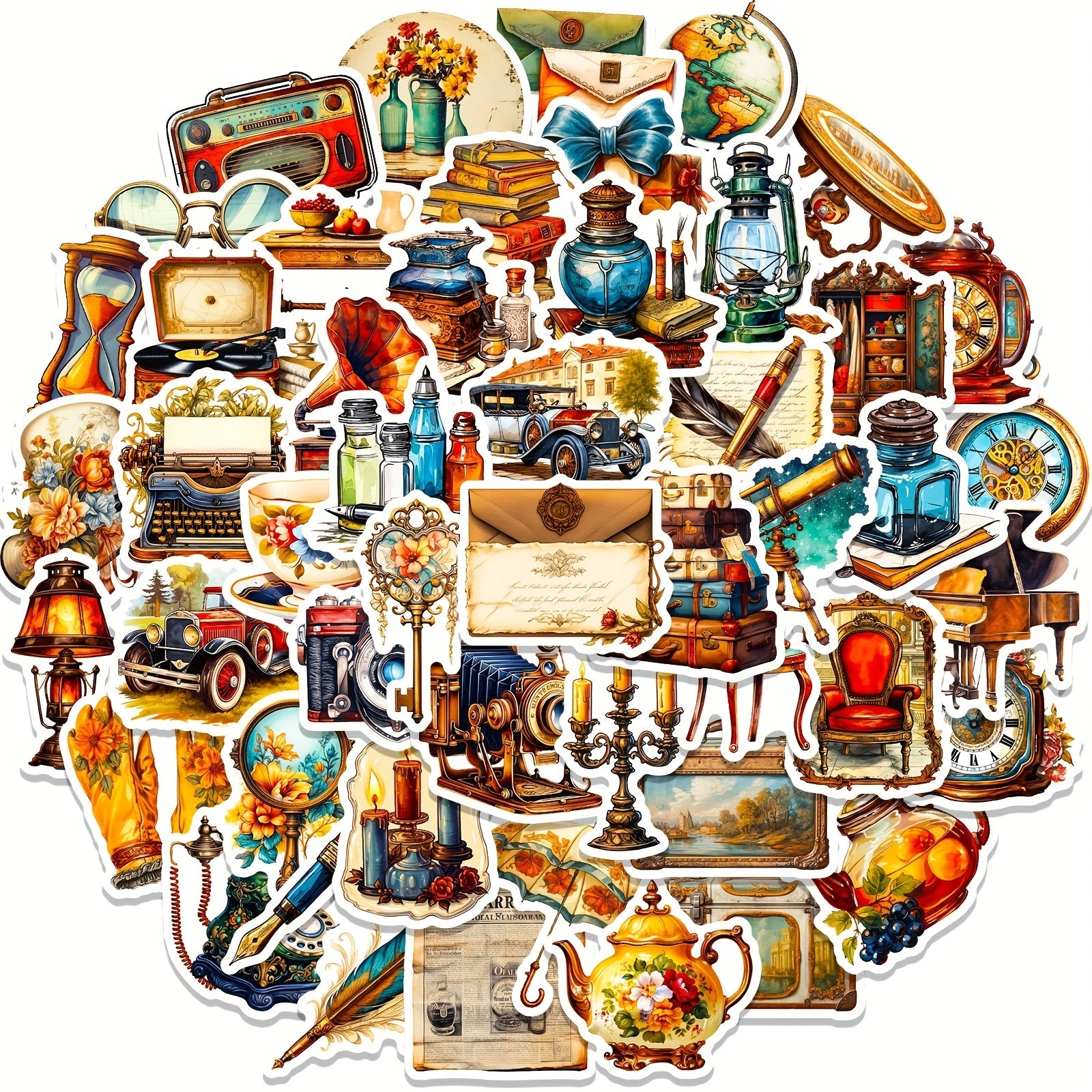 50pcs Retro Steampunk Stickers for Water Bottle Laptop Phone Skateboard