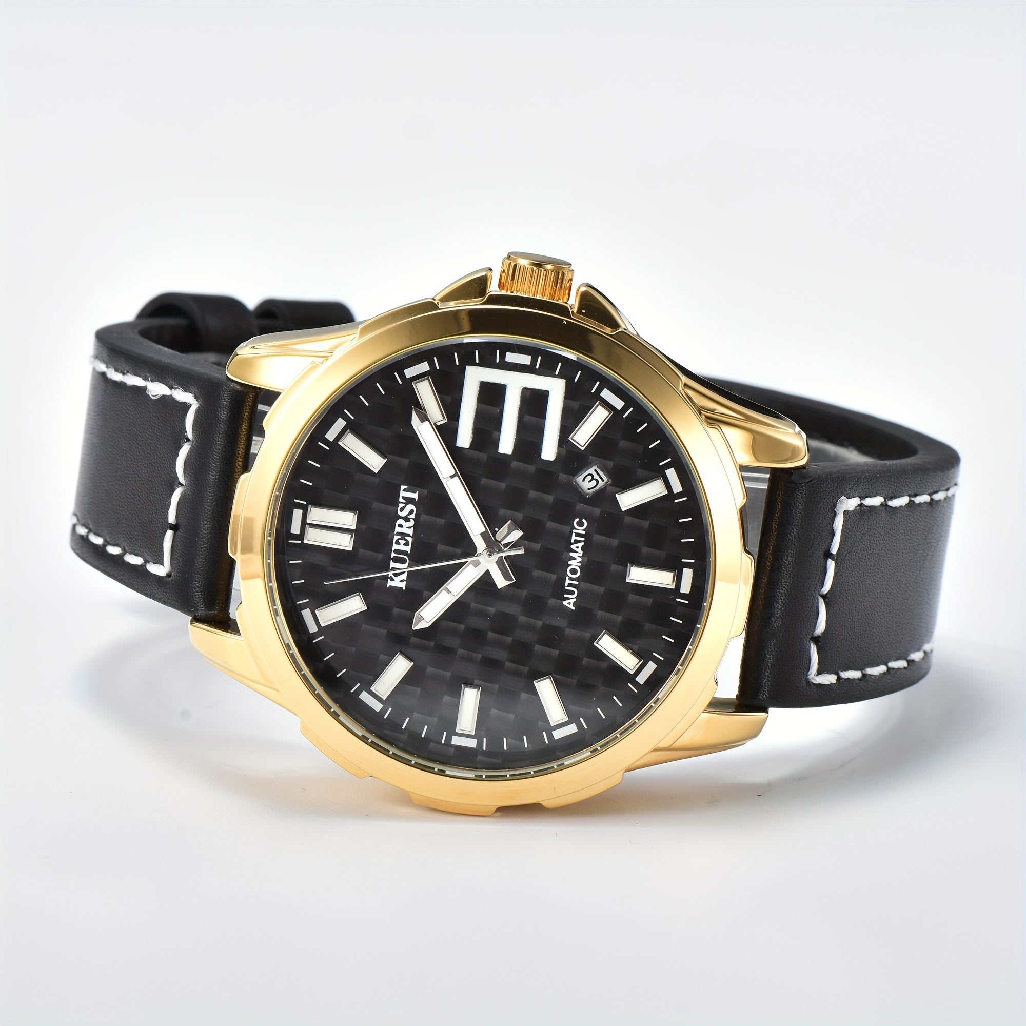 Youth Men's Belt Carbon Fiber Mechanical Watch