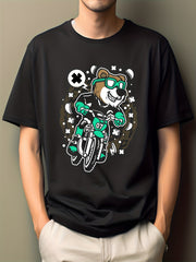 Men's Bear Print Hip Pop T-shirt Crew Neck Moisture Wicking Tee