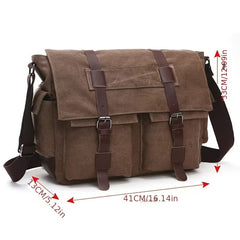 Vintage Canvas Messenger Bag for Men Shoulder Satchel with Multiple Pockets