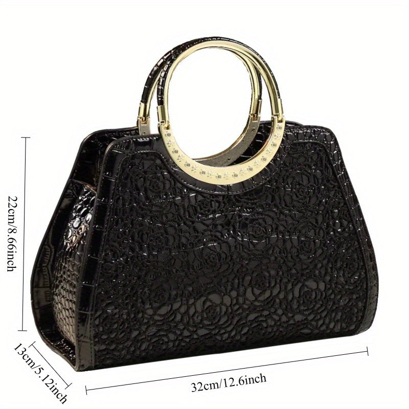 Red Crocodile Clutch Bag with Strap - Chic Design for Parties and Commuting