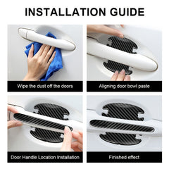 Carbon Fiber Texture Car Door Bowl Protection Stickers Set