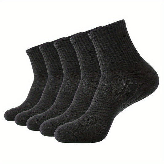 5 Pairs Men's Basketball Socks Breathable Shock Absorbing Running Socks