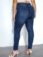  Ripped High Stretch Button Up Skinny Denim Pants