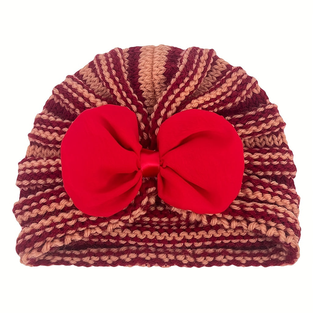 Winter Chiffon Bow Baby Hat 0-2 Years