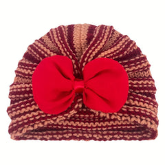 Winter Chiffon Bow Baby Hat 0-2 Years