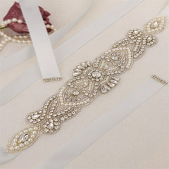 Rhinestone Bridal Belt Wedding Dress Waist Chain Sash Faux Pearl Belt