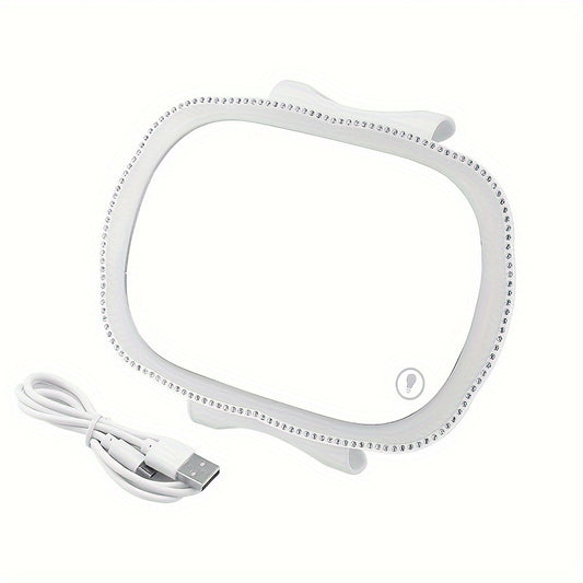 Car Visor Makeup Mirror USB Rechargeable Touch Light