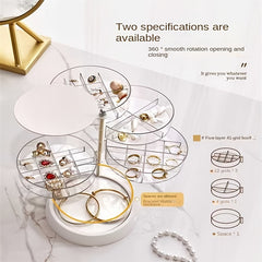 Rotatable 5-Layer Jewelry Organizer Box with Lid