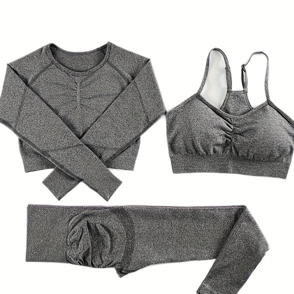 Seamless Yoga Suit Long Sleeves High Waist Slim Fit Set Women's Activewear