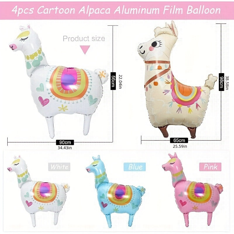 4pcs Giant Alpaca Foil Balloons for Birthday Wedding Party