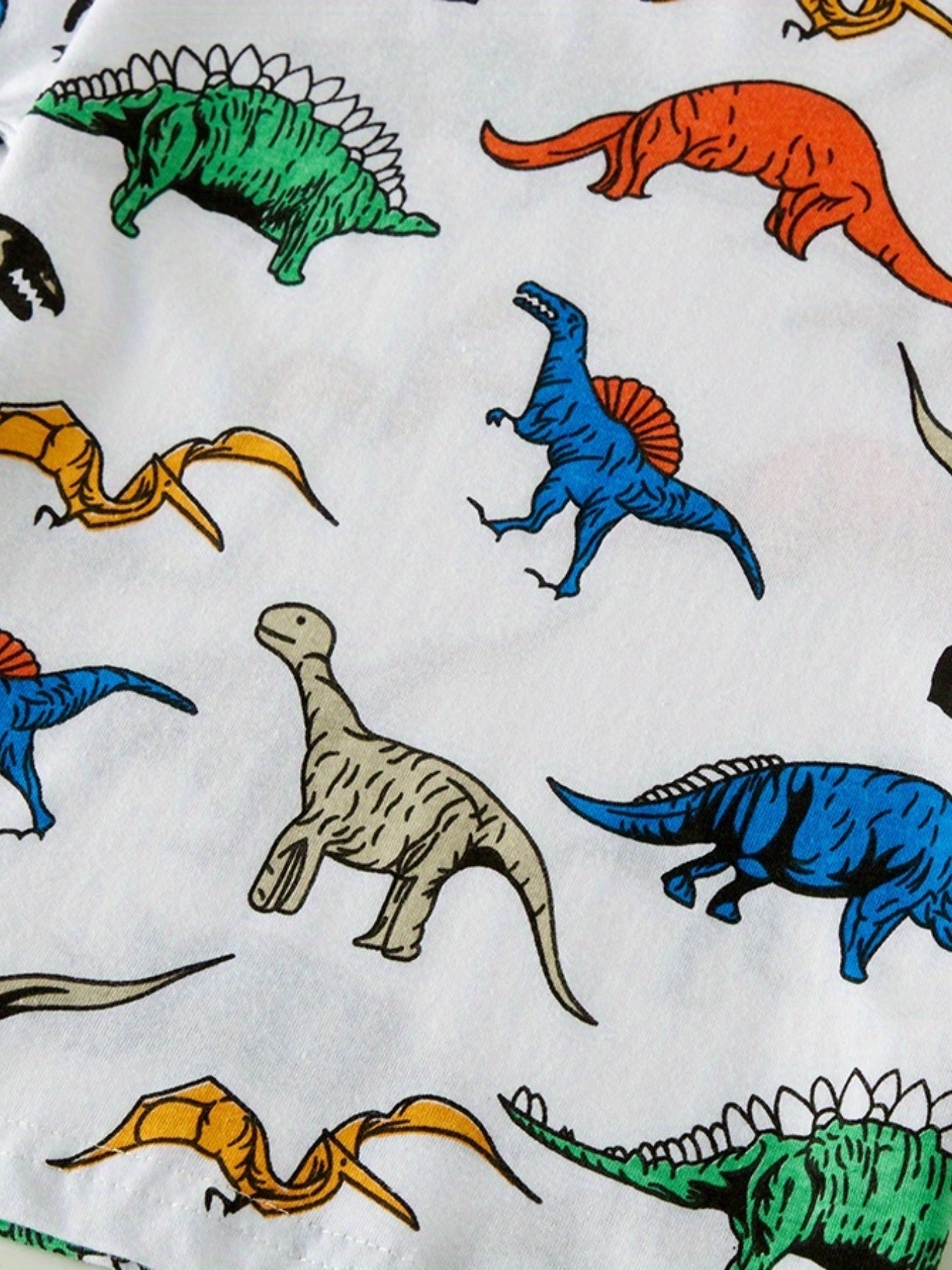 Boys Dino Print Pajamas Set Short Sleeve Top & Shorts