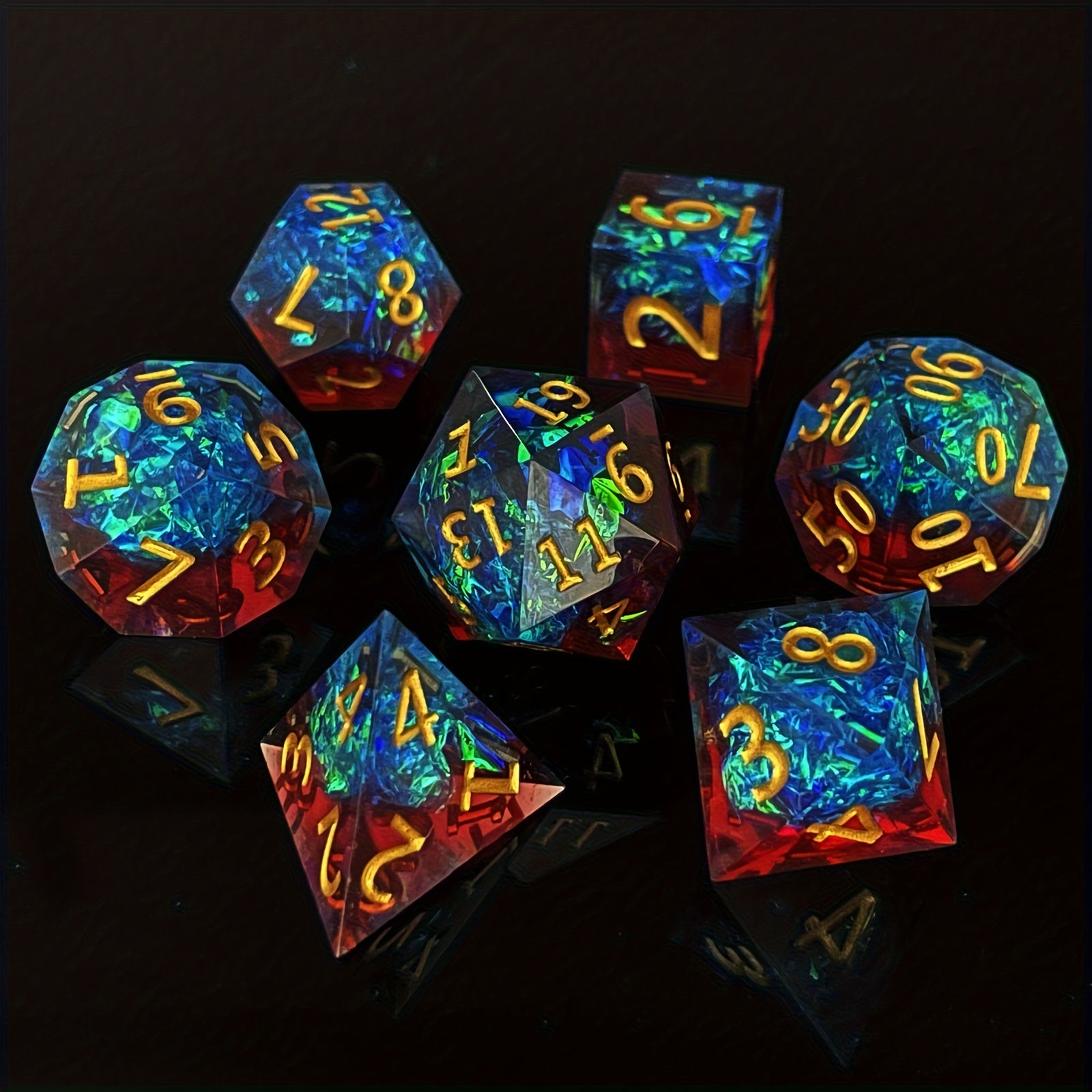 7pcs Epoxy Resin Sharp Dice Mini Game Accessories