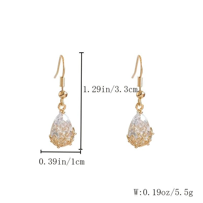 Zircon Flower Drop Earrings for Women