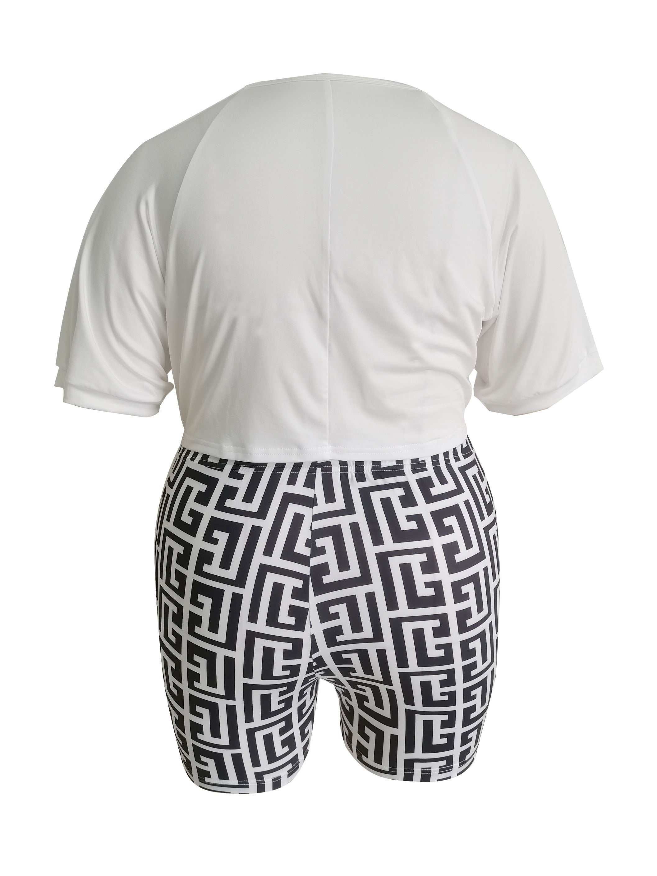  Sexy Outfits Set Women's Plus Letter Print Crew Neck