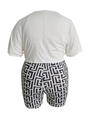  Sexy Outfits Set Women's Plus Letter Print Crew Neck