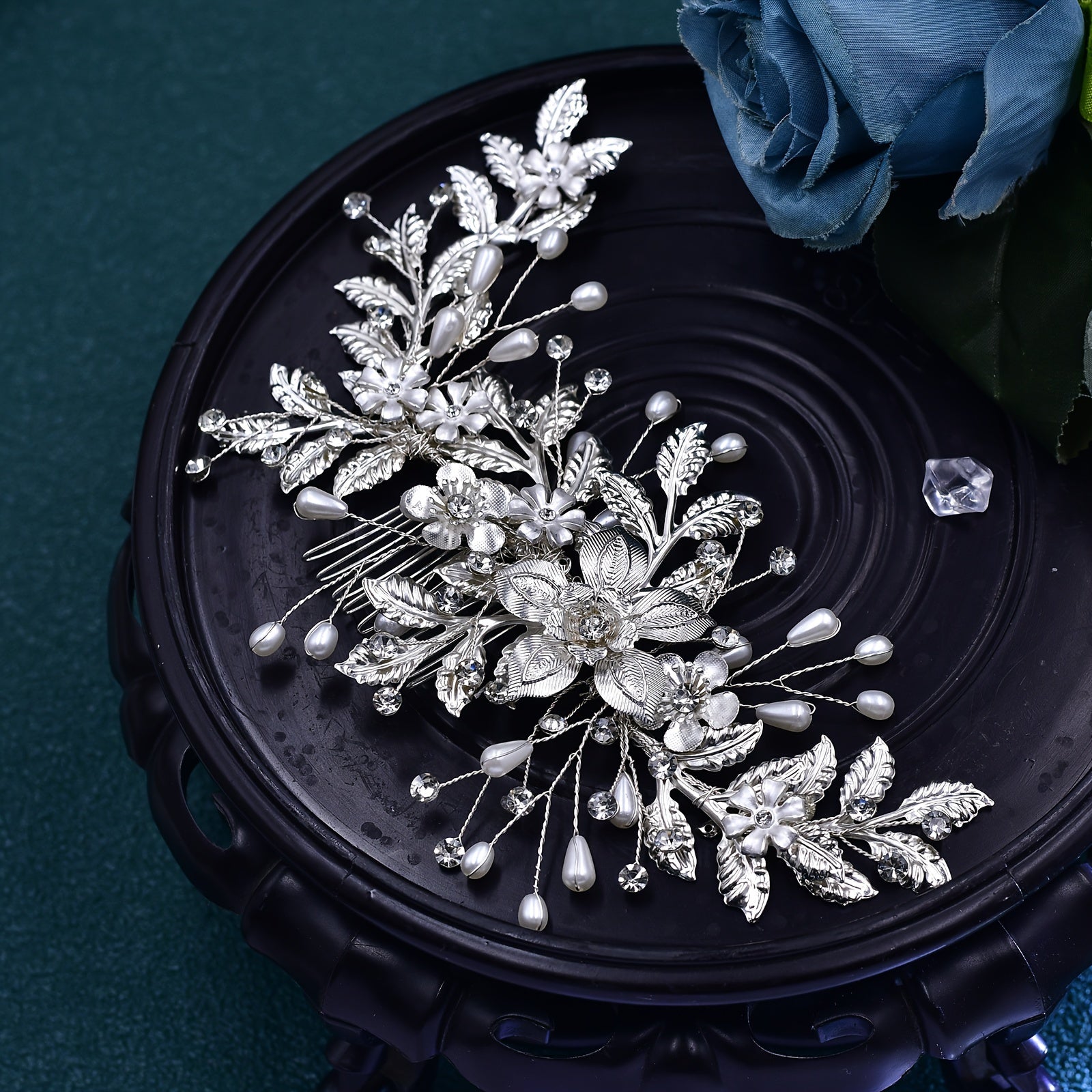 Bridal Flower-Shaped Hair Comb for Weddings