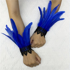 Faux Feather Wrist Band Lace Bracelet Halloween Party Cosplay