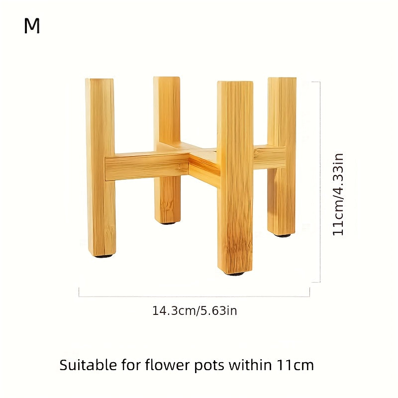 Bamboo & Wood Cross Flower Stand Pot Stand Balcony Wooden Storage Rack