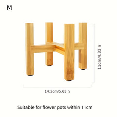 Bamboo & Wood Cross Flower Stand Pot Stand Balcony Wooden Storage Rack