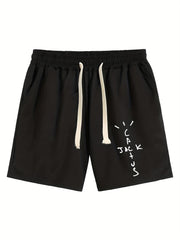 Men's Letter Print Drawstring Shorts for Summer