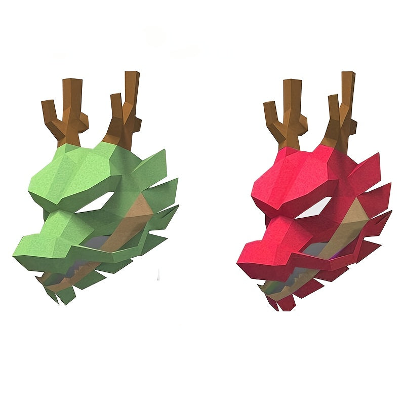 DIY Origami Paper Puzzle 3D Animal Dragon Headgear Paper Model Puzzle