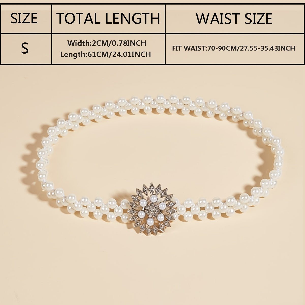 Sunflower Buckle Faux Pearl Chain Dress Belt