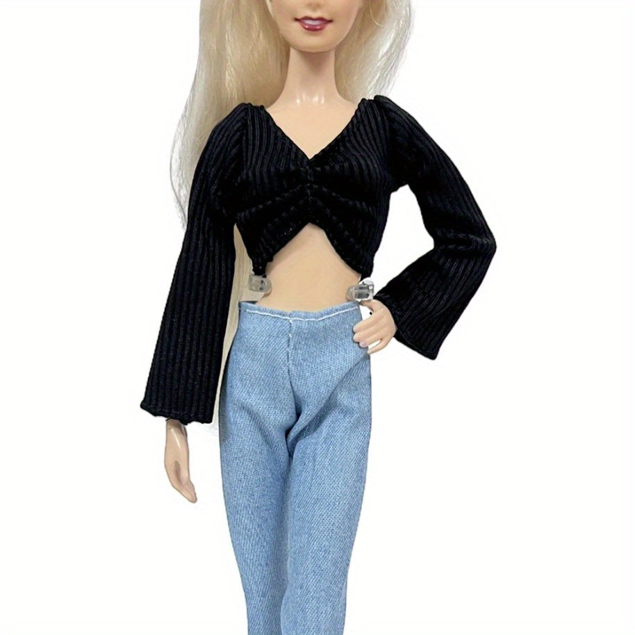 11.5 Inch Doll Clothes Set, Knitting Dress Pants Shoes for 1/6 Doll