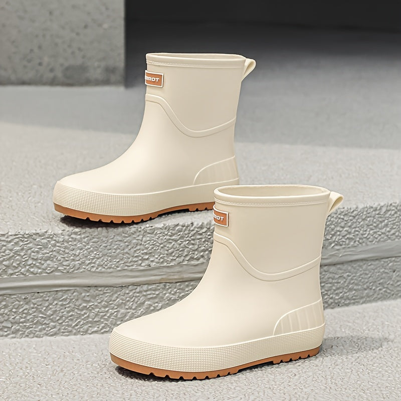 Women's Waterproof Non-slip Rain Boots Medium Tube Solid Color