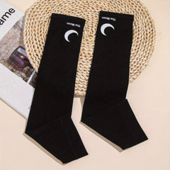 Moon Print Long Gloves Elastic Fingerless Sunscreen Gloves Women