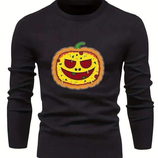 Cartoon Pumpkin Pie Jack O Lantern Sweater for Men