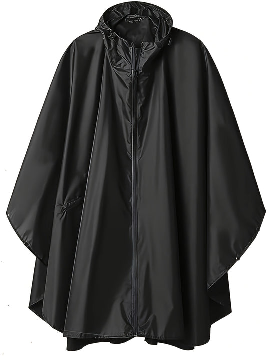 Waterproof Rain Poncho with Zipper Pocket Hood