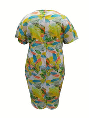  Floral Print V-Neck Dress with Pockets