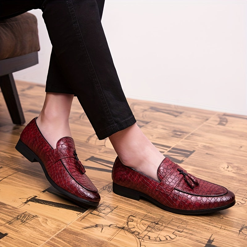 Men's Embossed Tassel Loafers Comfy Casual Shoes