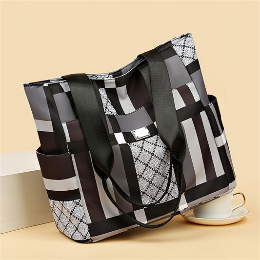 Geometric Tote Bag Large Capacity Lightweight Casual Shoulder Bag