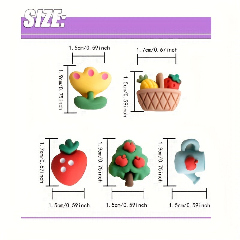 20pcs Cartoon Flower Thumb Nails Push Pins Fruit Basket Cork Board Decoration