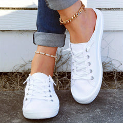 Women's Flat Canvas Shoes Lace Up Slip On Low Top Casual Shoes