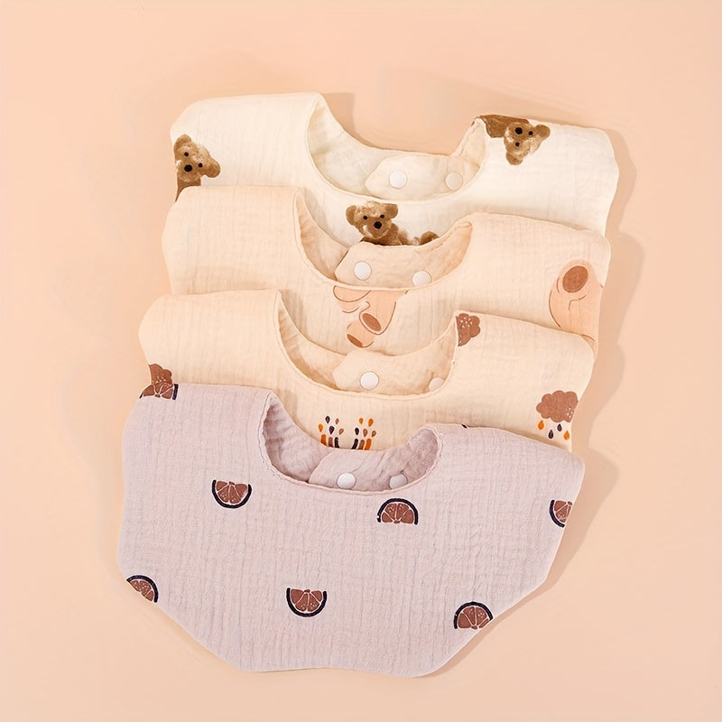 2pcs Set Baby Bibs 6 Layers Cotton Petal Bibs Infants Print Crepe Bibs