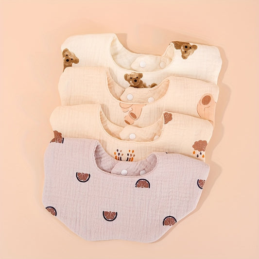 2pcs Set Baby Bibs 6 Layers Cotton Petal Bibs Infants Print Crepe Bibs