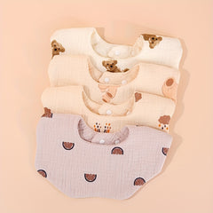 2pcs Set Baby Bibs 6 Layers Cotton Petal Bibs Infants Print Crepe Bibs
