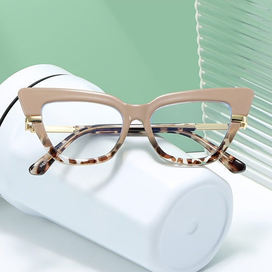 Cat Eye Light Blocking Glasses For Women - Anti Eyestrain Clear Glasses