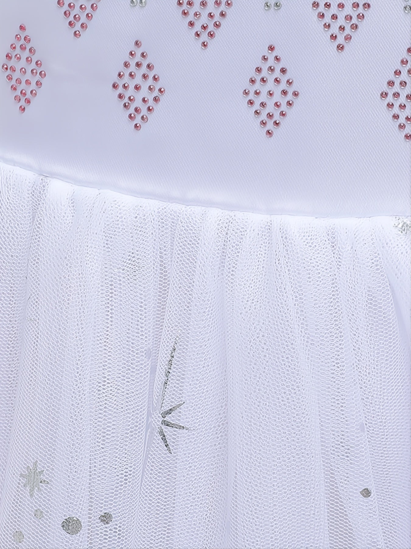 Girls Mesh Princess Dress Snowflake Print Cosplay Performance Party Costume