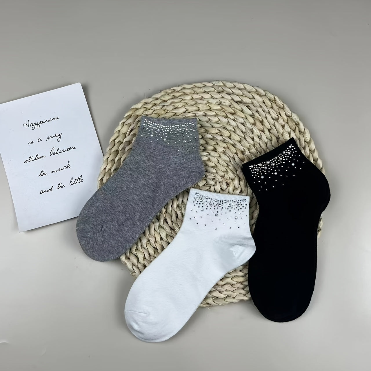 Rhinestone Crew Socks for Women