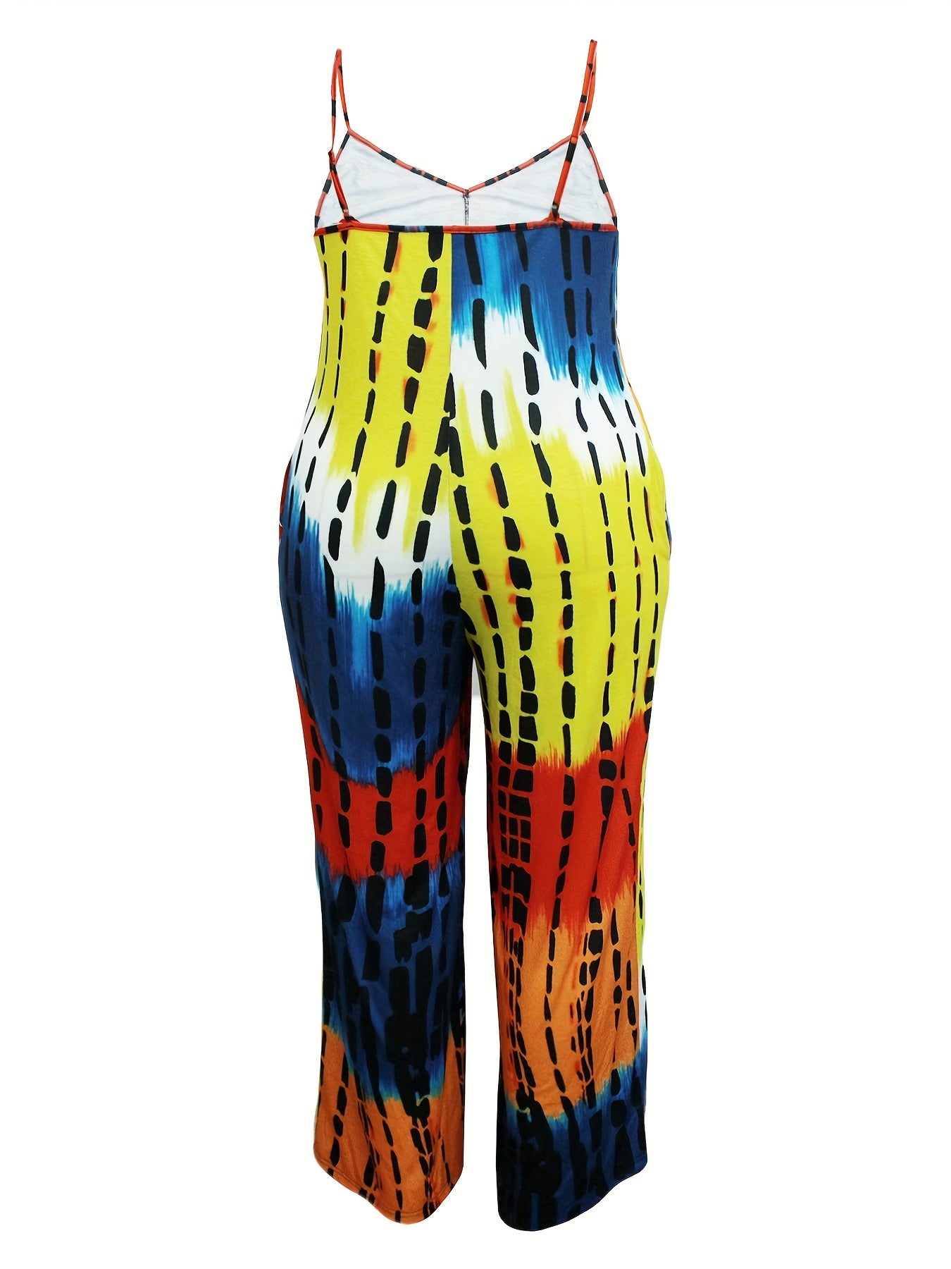  Tie Dye V Neck Wide Leg Jumpsuit