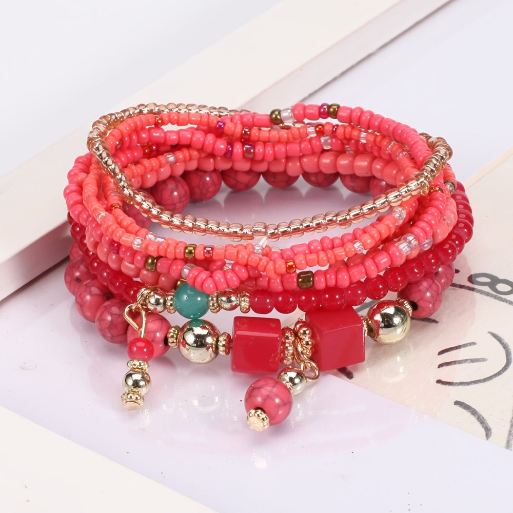 Colorful Bohemian Beaded Bracelet Stackable Hand Jewelry