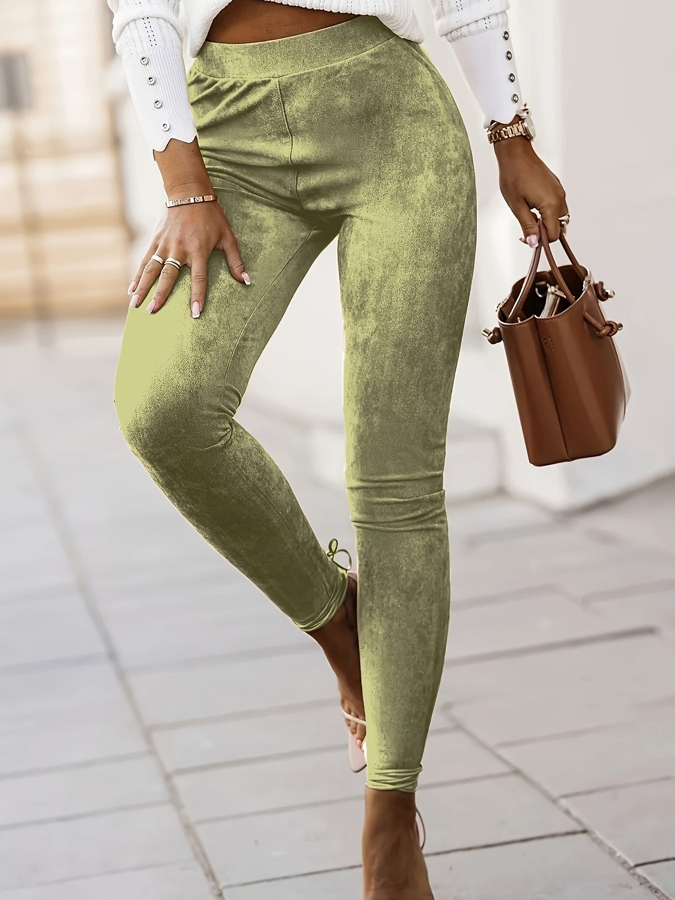  High Rise Stretch Skinny Trousers